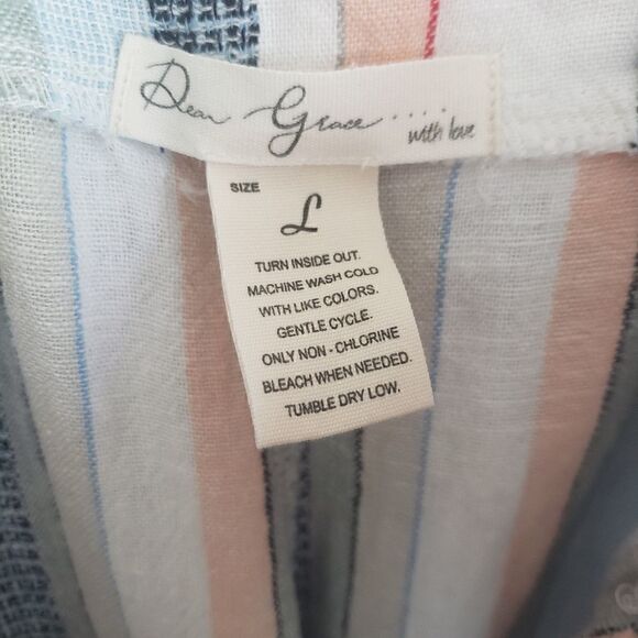 Dear Grace Ivory and Pink High Waisted Tie Boho Shorts - Picture 5 of 6